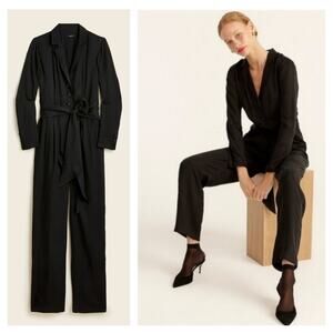 J Crew Cupro-blend tuxedo jumpsuit BB313 size 0
